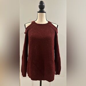 Pink Clover Burgundy Cold-Shoulder Sweater